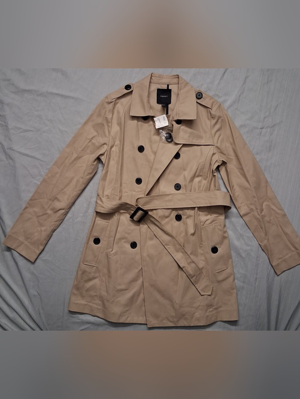 Forever 21 Womens Khaki Trench Coat